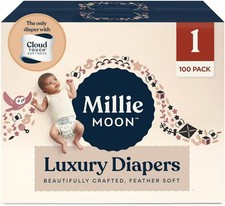 Millie Moon Luxury Diapers, CloudTouch Softness, 12-Hour Leak Protection, Hypo
