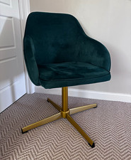 Green Upholstered Swivel Accent Chair, Gold Metal Base, Padded Seat 84x46x84