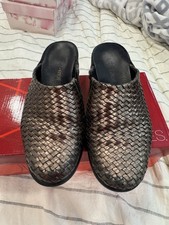 Aerosoles Temahawk Bronze Woven Leather Mule Clogs 5.5M Curvetures Comfort