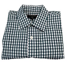 Men  s Green Plaid Banana Republic Button Down Dress Shirt Medium 15-15.5