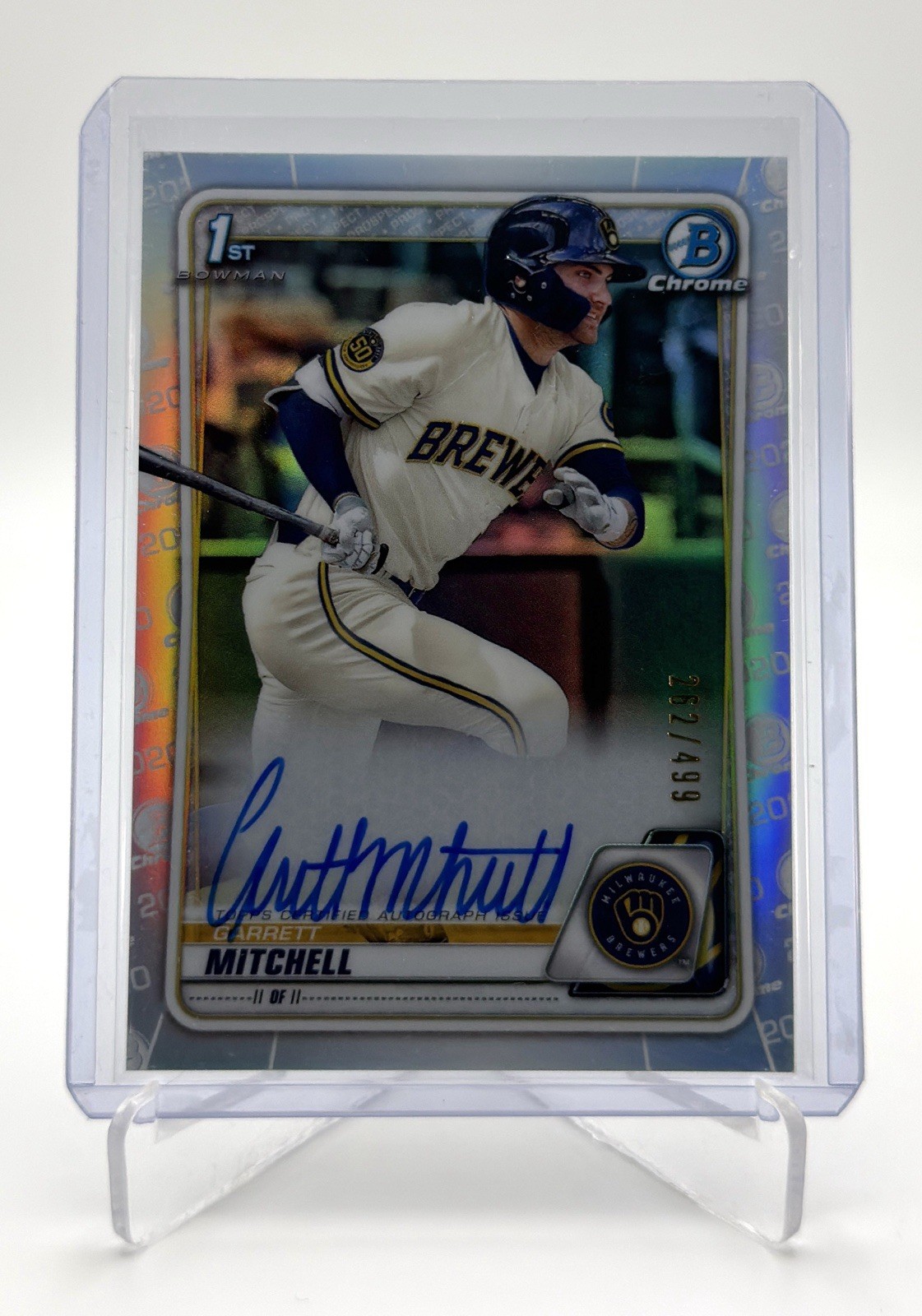 Garrett Mitchell 2020 Bowman Draft Chrome Refractor Autograph /499 #CDA-GM