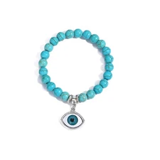 Turquoise Healing Crystal Stone Stretch Round Bead Bracelets for Women Men