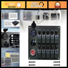 10 Gang Marine Rocker Switch Panel With Led Voltmeter Dual Usb Waterproof For 10 Gang Marine Rocker Switch Panel With Led Voltmeter Dual Usb Waterproof For