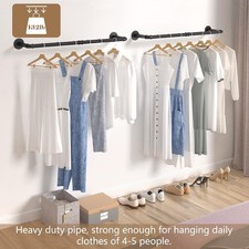 83CM Industrial Pipe Clothing Rack Wall mounted Clothes Rail Hanging Display NEW
