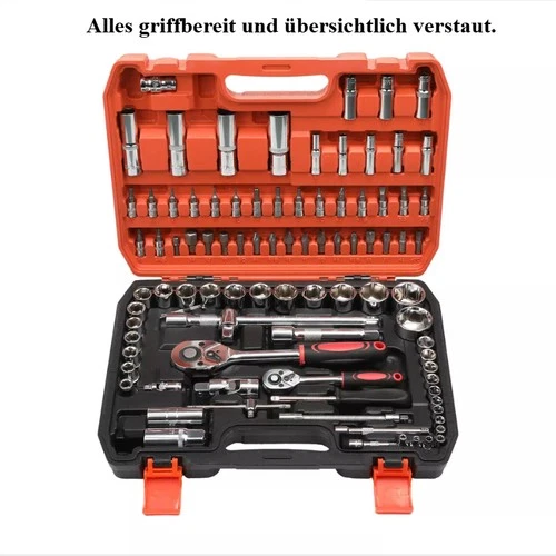 94tlg Steckschlüssel Satz Ratschenkasten Nusskasten Werkzeug Koffer Set Nüsse - Bild 3 von 8