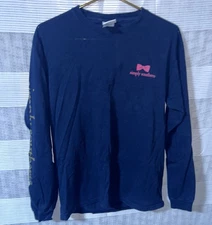 Simply Southern Shirt Womens Medium Navy Blue Graphic Print Long Sleeve Pullover