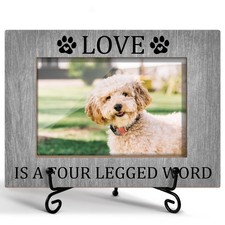 Pet Picture Frame - Love is Four Legged Word, Pet Paw Print Photo Frame for C...