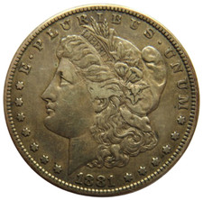 1881-S USA Silver Morgan $1 One Dollar Coin