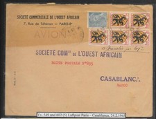 Yvert 549, 602 (5)  Paris - Casablanca (Maroc), Par Avion