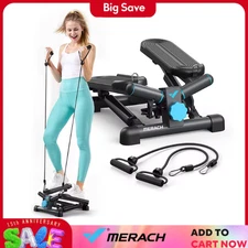 MERACH Mini Stepper 330LBS Capacity Exercise Stair Stepper with Resistance Band
