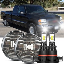Pair Front 5 Inch Round Fog Lights 6000k Wbulbs For 2007 Gmc Serrie