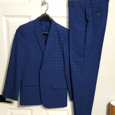 Nautica Boys Size 16 2-Piece Suit Set Jacket  Pants Blue Plaid Formal