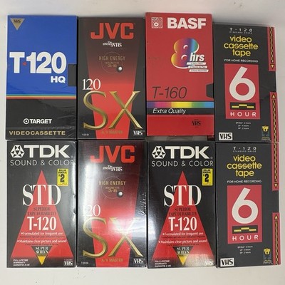 Lot 8 New Sealed VHS Tapes TDK JVC Target BASF T-120 T-160 Blank Video Cassette
