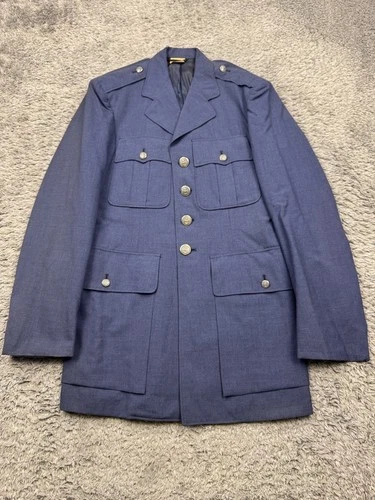 Military Jacket Men 36L Navy Blue Wool Serge USAF Uniform Coat Vietnam Vtg 1967