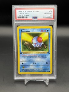 1999 Pokemon Fossil #56 Tentacool 1st Edition PSA 10 WC