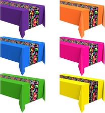 Oudain 6 Pcs Fiesta Tablecloth 108 x 54 Inch 108 x 54 inches, Multi Color