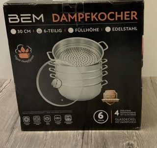 BEM Dampfkocher Ø 30 cm Dampfgartopf Glasdeckel für alle Herdarten(R1A)