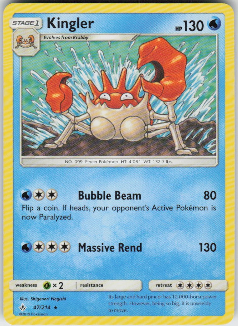 KINGLER 47/214 UNBROKEN BONDS POKEMON RARE NM/M