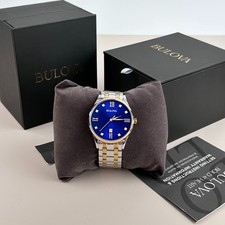 Bulova Classic Diamond blue Dial TwoTone Bracelet 98D130 Men's Quartz Watch 40MM