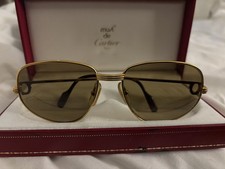 Vintage 1986 CARTIER C Decor 54mm 23K Gold Aviator Sunglasses France Excellent