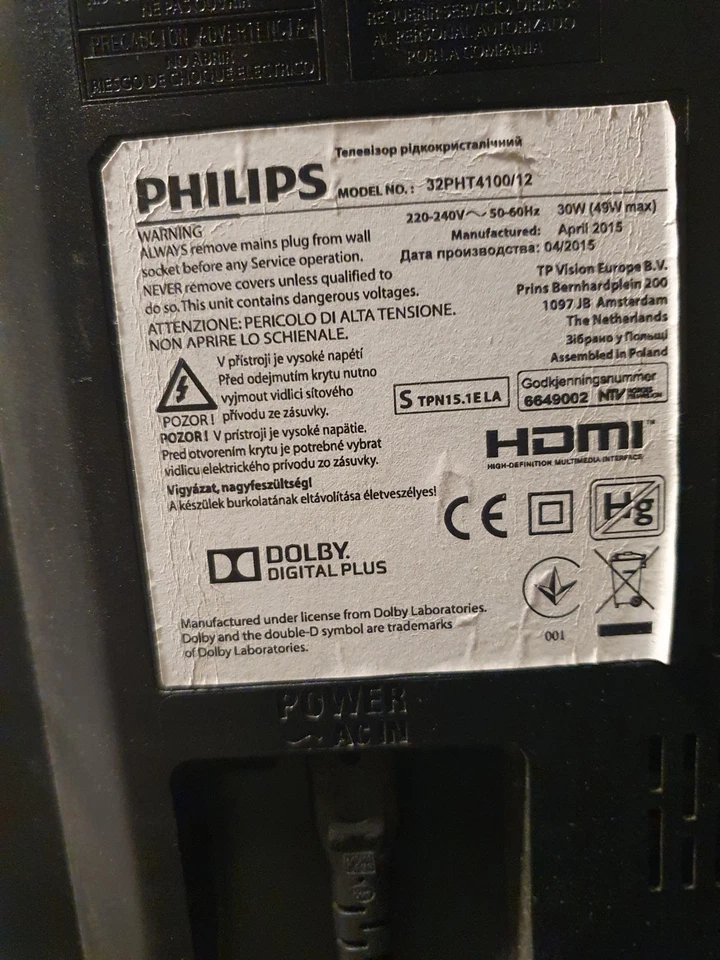 TV 32" LED PHILIPS   X  TELECAMERE VIDEOGIOCHI  HDMI SCART HD READY 32PHT4100/12 - Immagine 4 di 4