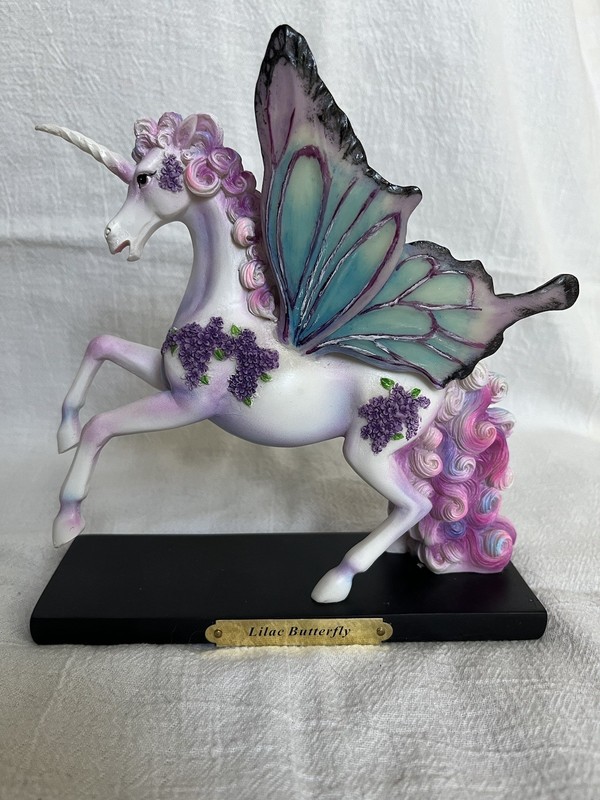 Rose Khan Lilac Butterfly Unicorn Figurine