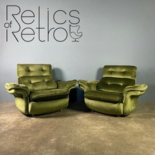 Mid Century Green Velvet Armchair Vintage Retro MCM