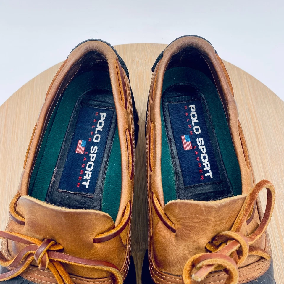 Vintage Polo Ralph Lauren Sport Boat Shoes Womens 7 Brown Leather Deck Loafers - Image 4 of 4