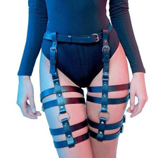 Thigh Garter Belt Punk Waist Harness Rave Goth Leg Straps Black PU Leather NEW 