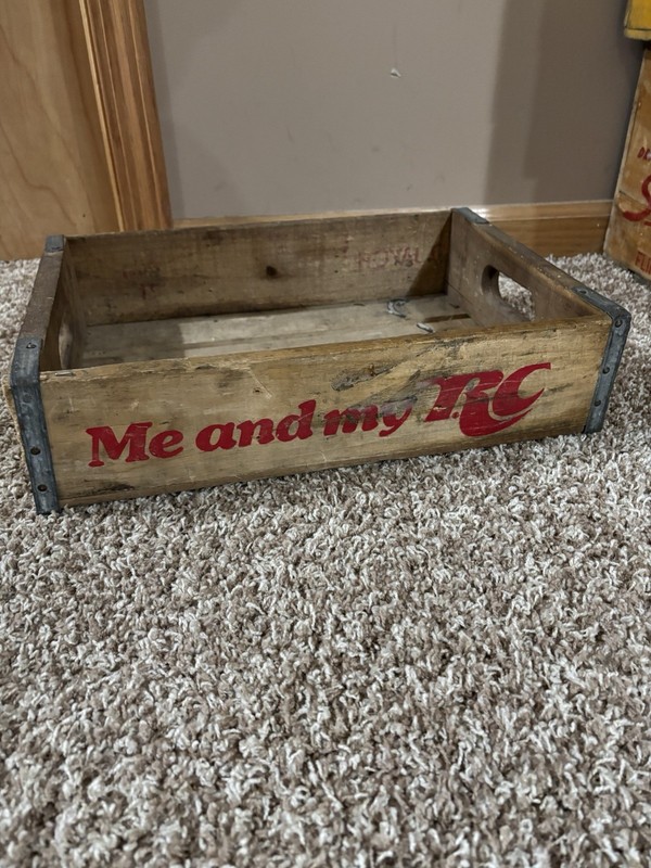 Royal Crown Cola Wooden Advertising Crate 1979 Original Soda Brown Red
