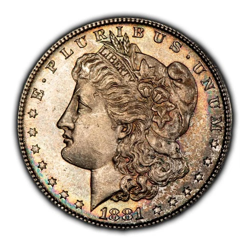 1881-S $1 Morgan Silver Dollar - PQ Rainbow Crescent Toning - BU - VIDEO - D4951