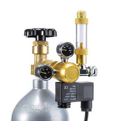 Aquarium CO2 Regulator Dual Gauge Display with Bubble Counter Solenoid Check ...
