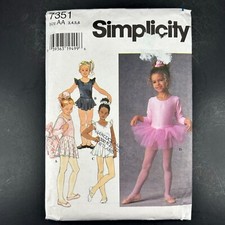 Simplicity 7351 Costume Ballet Leotard Skirt Tutu Bag Hair Uncut Size 3-6 Child