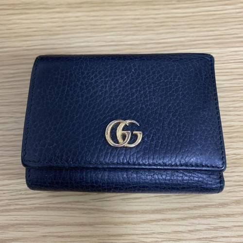 Authentische Gucci Geldbörse Farbe Schwarz Dreifachfaltung Leder GG Marmont Damen Luxus