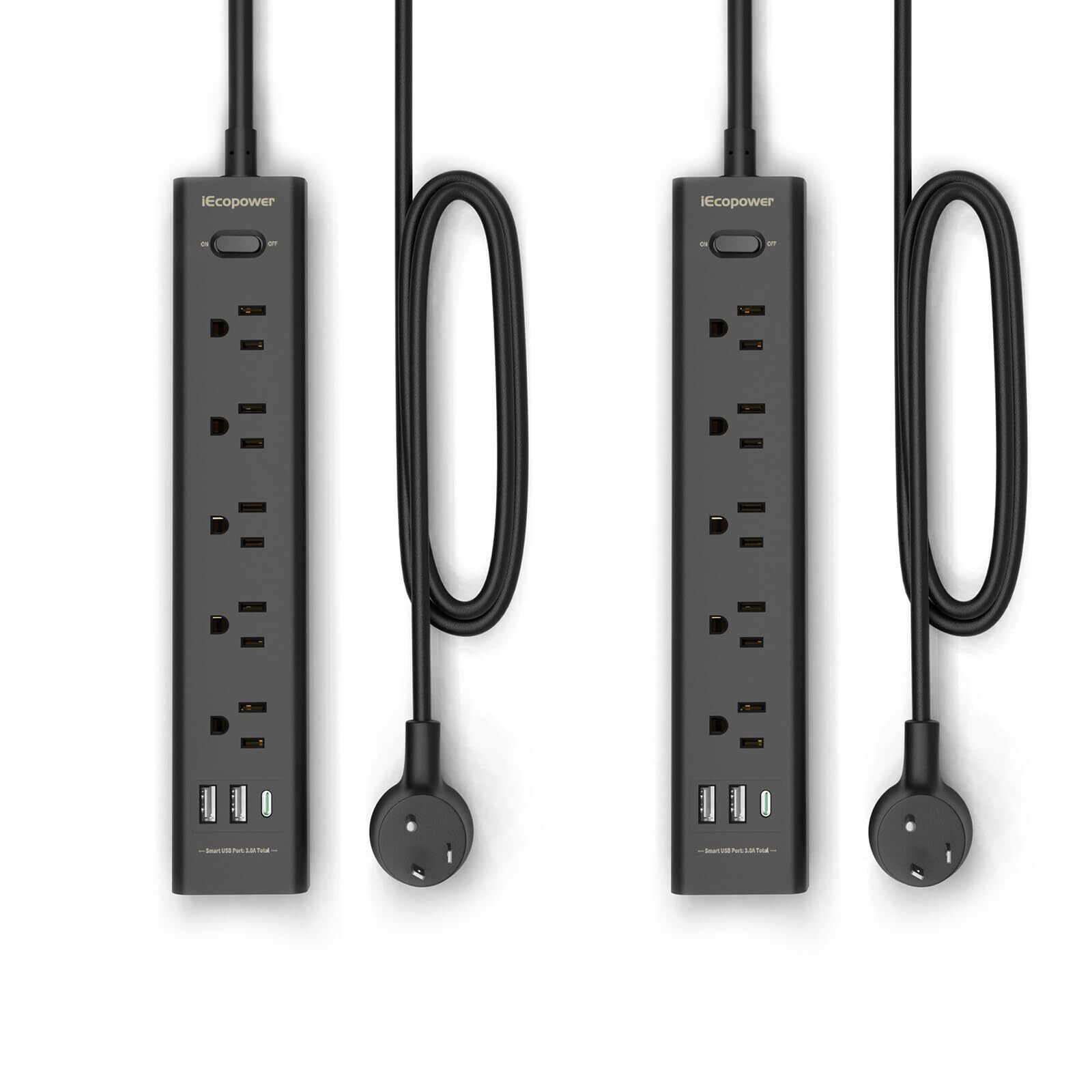 10FT Long Surge Protector Power Strip-with 5 Widely Outlets and 3 USB Ports1 ...