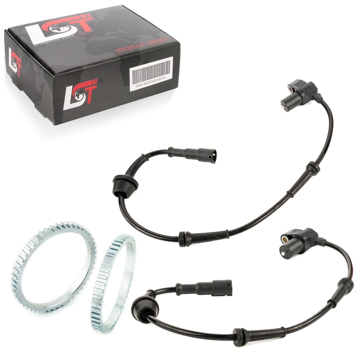 2x ABS Sensor and ABS Ring Front Speed Sensor 48 Teeth for VW Transporter T4 IV