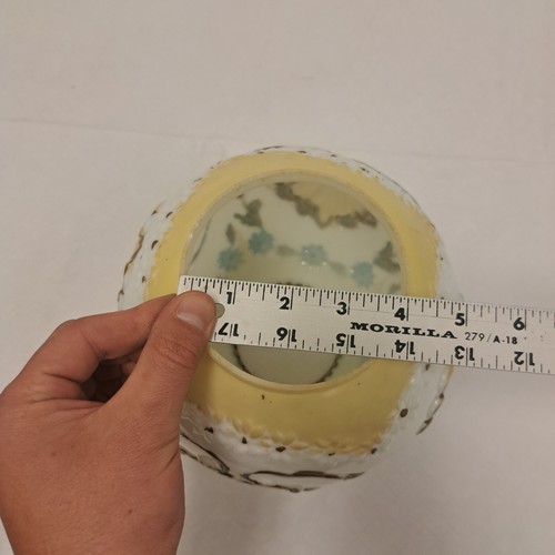 Antique Victorian Milk Glass Embossed Round Floral Hand Painted Globe - Picture 10 of 10