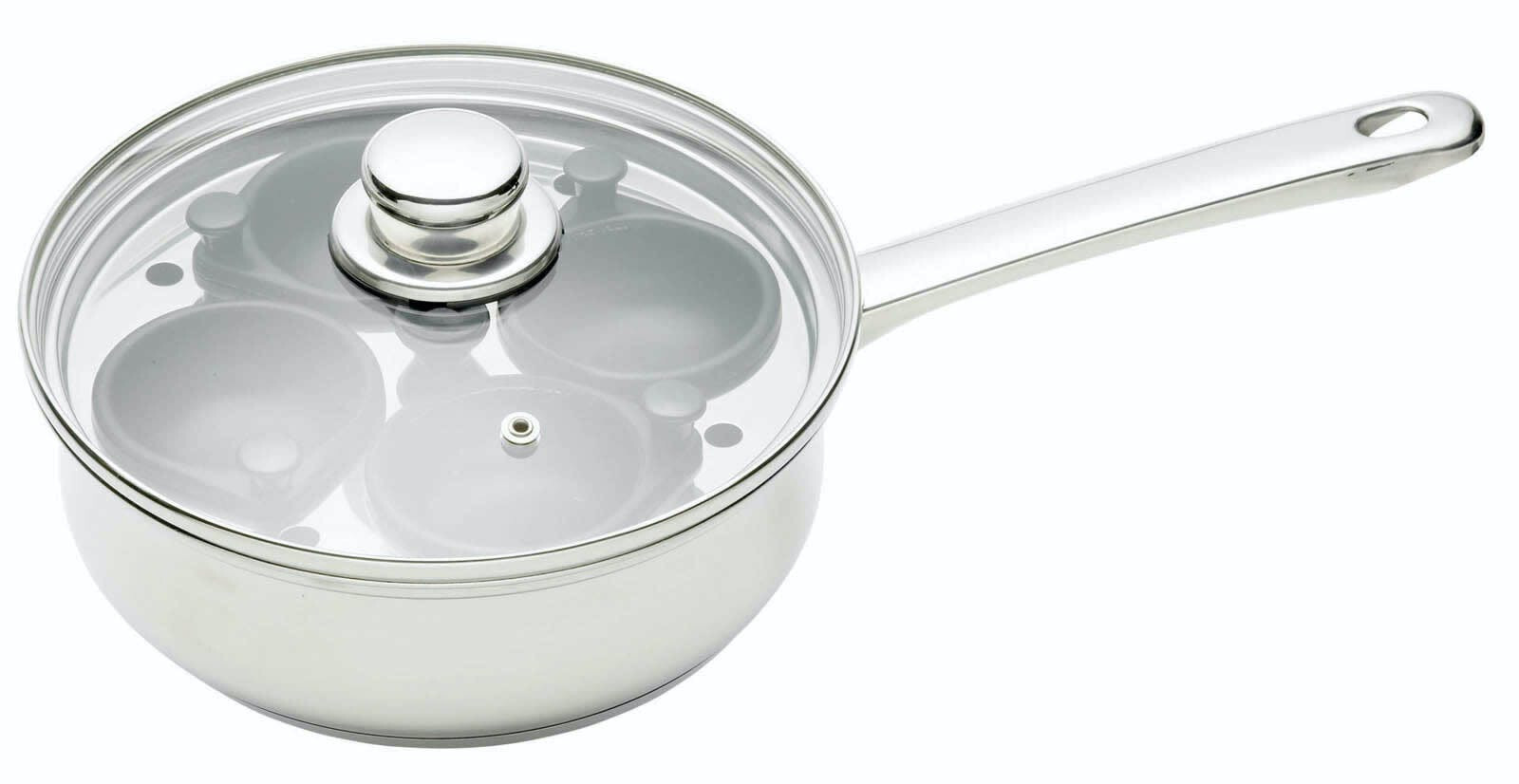 KitchenCraft Stainless Steel 22cm Four Hole Egg Poacher
