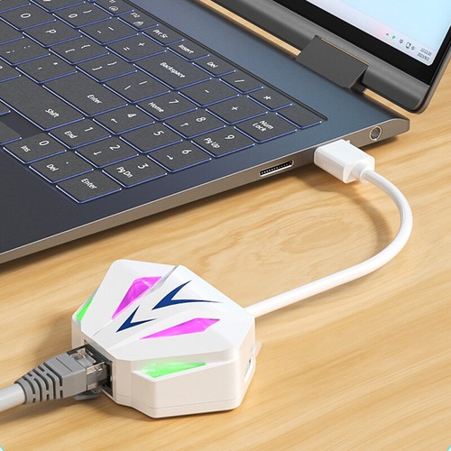 USB/Type-C To RJ45 Network Cable Adapter With RGB Atmosphere Lamp For Laptop - Afbeelding 9 van 16