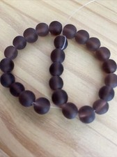 25 PURPLE Frosted Sea Glass Round Beads 8mm Matte - DIY JEWELRY MAKING
