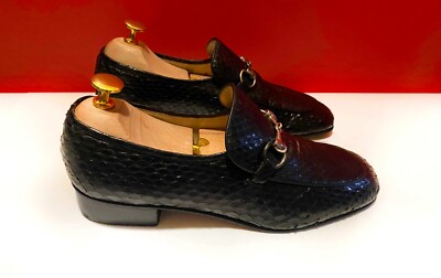 $1689.00 !! GUCCI WOMEN BLACK PYTHON SNAKE SKIN SILVERE BITS