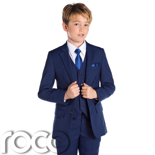 Ragazzi abito blu, slim fit giacca e cravatta, Ragazzi Matrimonio Suit,  Abiti Blu, Ragazzi Tuta Formale | eBay