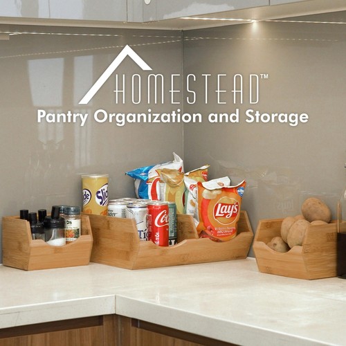 HOMESTEAD Bamboo Pantry Storage Bins - Stackable Baskets Potato and Onion Sto... - Picture 6 of 7