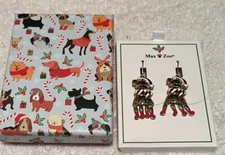 Max & Zoe© Dangle Santa Doggie Earrings With Santa Hat NIB