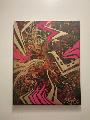 Red Gold Painting - 16' X 20' - Original Graffiti Designs - Hand Painted 1 Of 1