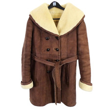 Marlboro Woman Shearling Coat Vintage Genuine Sheepskin Leather Fur Made USA
