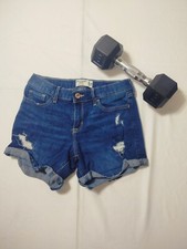 Girls Abercrombie Kids size 15/16 Jean Shorts Distressed Midi Short Pre Owned