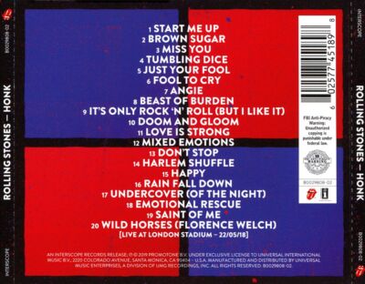 THE ROLLING STONES HONK NEW CD