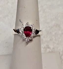 Vintage Sterling Silver, Garnet & Cubic Zirconia Ring; Size 6.5