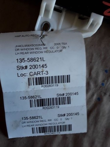Driver Rear Window Regulator Electric Assembly Fits 04-08 TSX 283119 - Picture 4 of 12